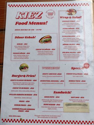 Menu at Kiez - Vegan Butcher Cafe & Bistro in Hanoi