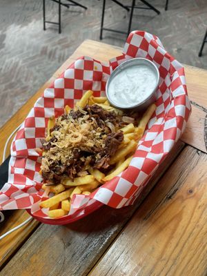 Pulled mushroom fries  at Kiez - Vegan Butcher Cafe & Bistro in Hanoi