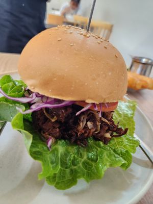 Pulled mushroom burger 🤤 at Kiez - Vegan Butcher Cafe & Bistro in Hanoi