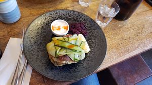 Zucchini hotcakes at Monk Bodhi Dharma in Balaclava