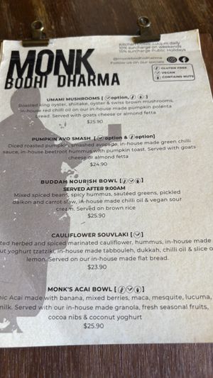 Menu March 2025 (2)  at Monk Bodhi Dharma in Balaclava