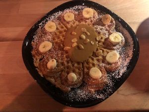Vegan waffle with peanut butter and banana   at 401 - Waffeln & Co in Jena