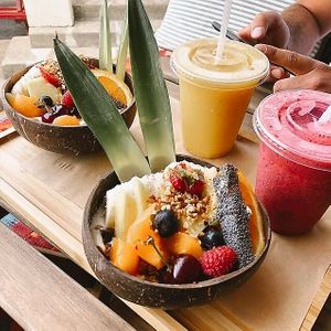 Smoothie bowls and fresh smoothies.
 at Le Mango Tree 2 in Hossegor