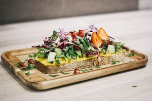 Vegan houmous toast on organic bread. at Le Mango Tree 2 in Hossegor