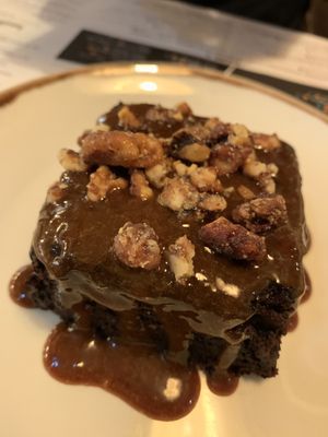 Cauliflower mocha brownie with salted caramel tahini (gf and vegan, no refined sugar) at Honest Greens in Lisbon