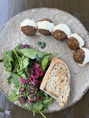 Homemade falafel with tahini sauce  at Honest Greens in Lisbon