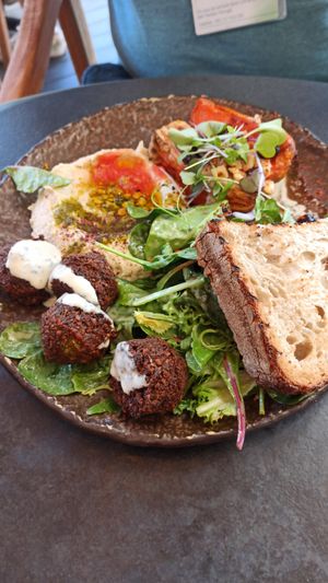 Falafel with extra hummus at Honest Greens in Lisbon