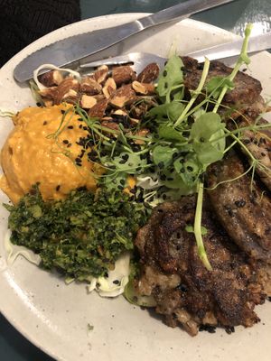 Risotto fritters with the Buddha bowl- yum!   at GRØD - Nordre Frihavnsgade in Copenhagen