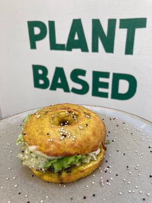 Vegan bagel at Carrito Organic in Sao Paulo