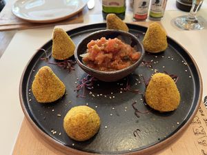 Jackfruit croquettes   at Carrito Organic in Sao Paulo