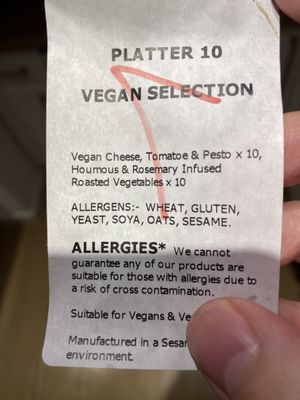 Vegan sandwich platter  at Coughlans Bakery - West Wickham in West Wickham