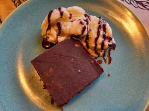 Brownie and ice cream at A Taste of Vitality in Hastings