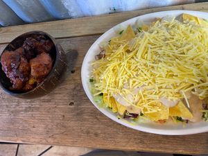 cauliflower wings and cheesy garlic nachos  at A Taste of Vitality in Hastings