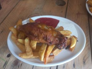 Banana blossom fish and chips- chips and tartate sauce were great. Everything else was disappointing😞 at A Taste of Vitality in Hastings