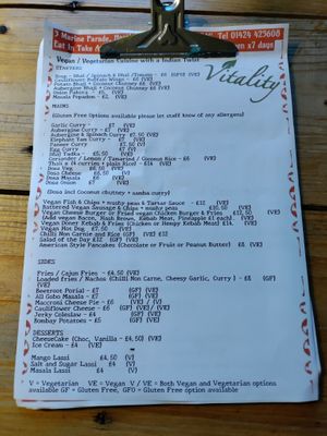 Menu at A Taste of Vitality in Hastings
