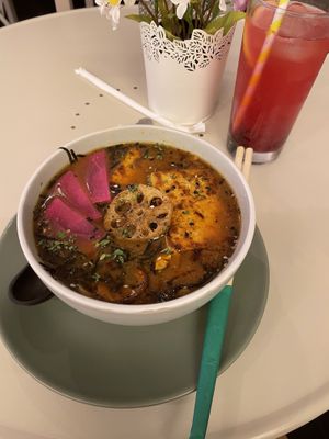 Ramen and berry lemonade  at Zen Wonderland in Sintra