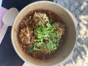 Vegan momos with soup    at Mama's Momos in Bern