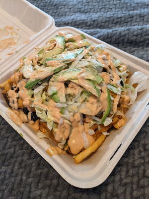 Cali burrito on fries at Nom Eats with Seats in Reno