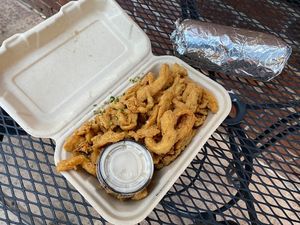 Fried Soy Curls & Steak Burrito at Nom Eats with Seats in Reno