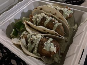 Fried avocado tacos at Nom Eats with Seats in Reno