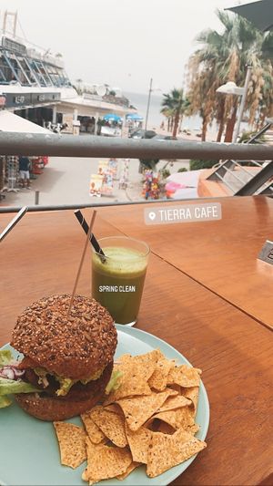 Mexican burger and spring clean juice  at Tierra the Store in Tenerife