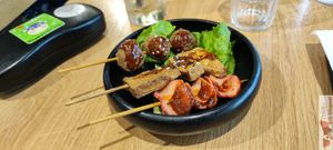 Starters with crab and beef vegan at Cantine De Lotus in Paris
