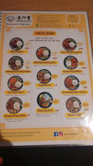 The menu at Cantine De Lotus in Paris