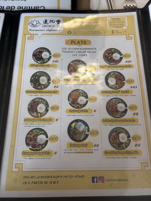 Menu  at Cantine De Lotus in Paris