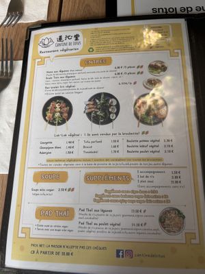 Menu  at Cantine De Lotus in Paris