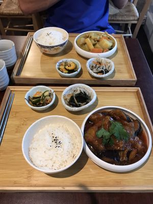 Side dishes and vegetable curry  at Cantine De Lotus in Paris