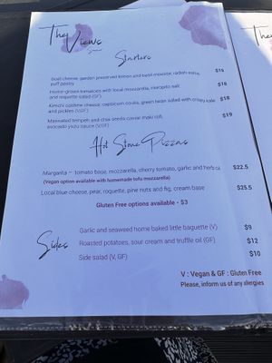 Menu  at The Views Vegetarian Restaurant in Kaiteriteri