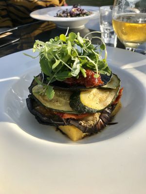 Vegan vege stack at The Views Vegetarian Restaurant in Kaiteriteri