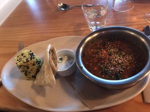 Indian Dahl (vegan option) at The Views Vegetarian Restaurant in Kaiteriteri