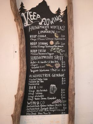 Drinks menu at Keep Living in Salzburg