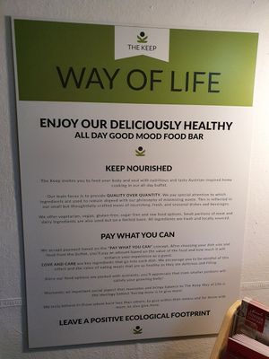 Oddly mentions meat here, seemed 100% vegan to me, menu certainly was at Keep Living in Salzburg