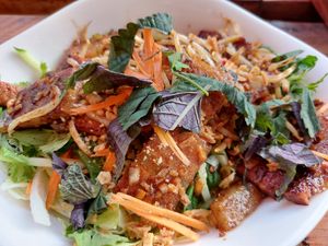Rice noodle salad with "pork belly" (no. 72) at Hanoi Pho in Mannheim
