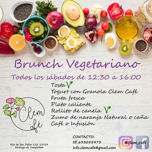 Brunch on Saturday
12h30-16h!
Vegan and gluten-free Options lets us know! at ClemCafé in Santiago De Compostela