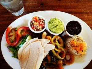 Fajitas de berenjena at Maracatu in Dominical