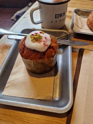 Blueberry and pistachio cake at Steam Yard in Sheffield