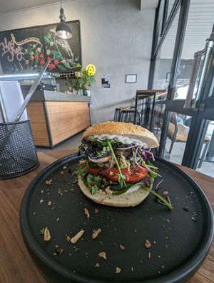 Vegan bagel at Black Shag in Invercargill