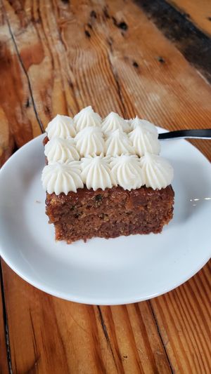 the carrot cake (which is vegan) at Heirs Pears in Vancouver