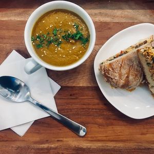 soup and sandwich combo at Heirs Pears in Vancouver