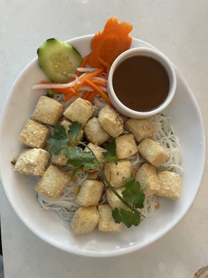 Vermicelli bowl with peanut sauce and tofu  at Pho Haus in Denver