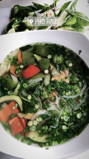 vegan broth with veggies and tofu  at Pho Haus in Denver