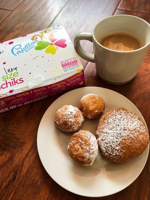 Vegan Mini Oreo Ponchiks and vegan raspberry ponchik at Papillon International Bakery in Glendale