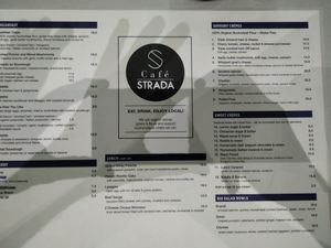 Menu at Cafe Strada in Cairns