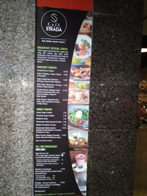 Outside menu at Cafe Strada in Cairns