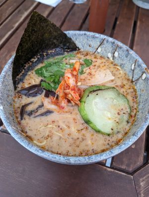 Spicy miso paste oat milk broth at Mukuchi 無口小廚 - WúKǒu Xiǎo Chú in Taipei