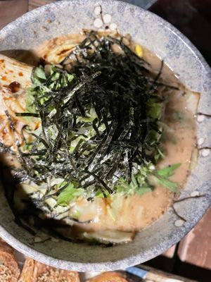 Oat milk burnt soy ramen  at Mukuchi 無口小廚 - WúKǒu Xiǎo Chú in Taipei