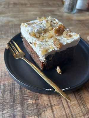 Carrot Cake with cream cheese frosting and nuts  at Jungle Café & Catering in Eindhoven